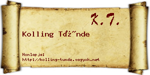 Kolling Tünde névjegykártya